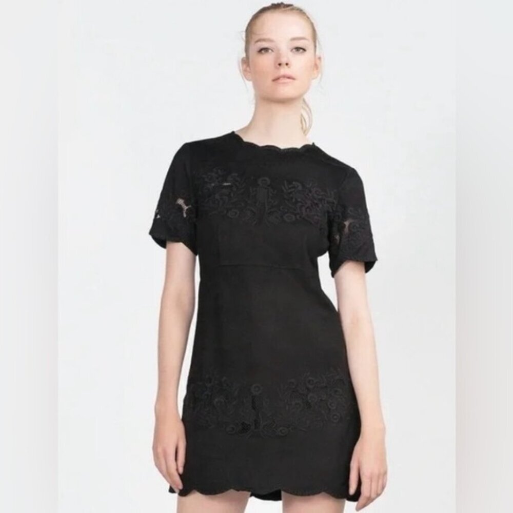 🔴SOLD🔴 Zara Faux Suede Lace Dress - Picture 1 of 5
